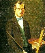 broderna von wrights sjalvportratt med palett oil painting reproduction